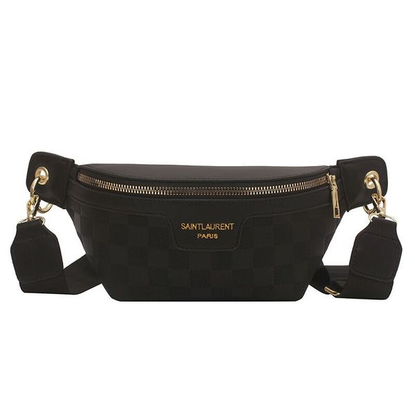 designer women waist bags packs wide strap crossbody chest bag female elegant plaid pu leather fanny pack ladies stylish 0517